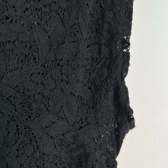Chaps Womens Open Lace Weave Black Sleeveless Blouse Size 1X - Picture 2 of 9
